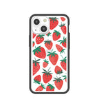 Clear Strawberries iPhone 13 Mini Case With Black Ridge