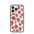 Clear Strawberries iPhone 13 Pro Case With Black Ridge