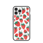 Clear Strawberries iPhone 13 Pro Max Case With Black Ridge