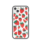 Clear Strawberries iPhone 14 Plus Case With Black Ridge
