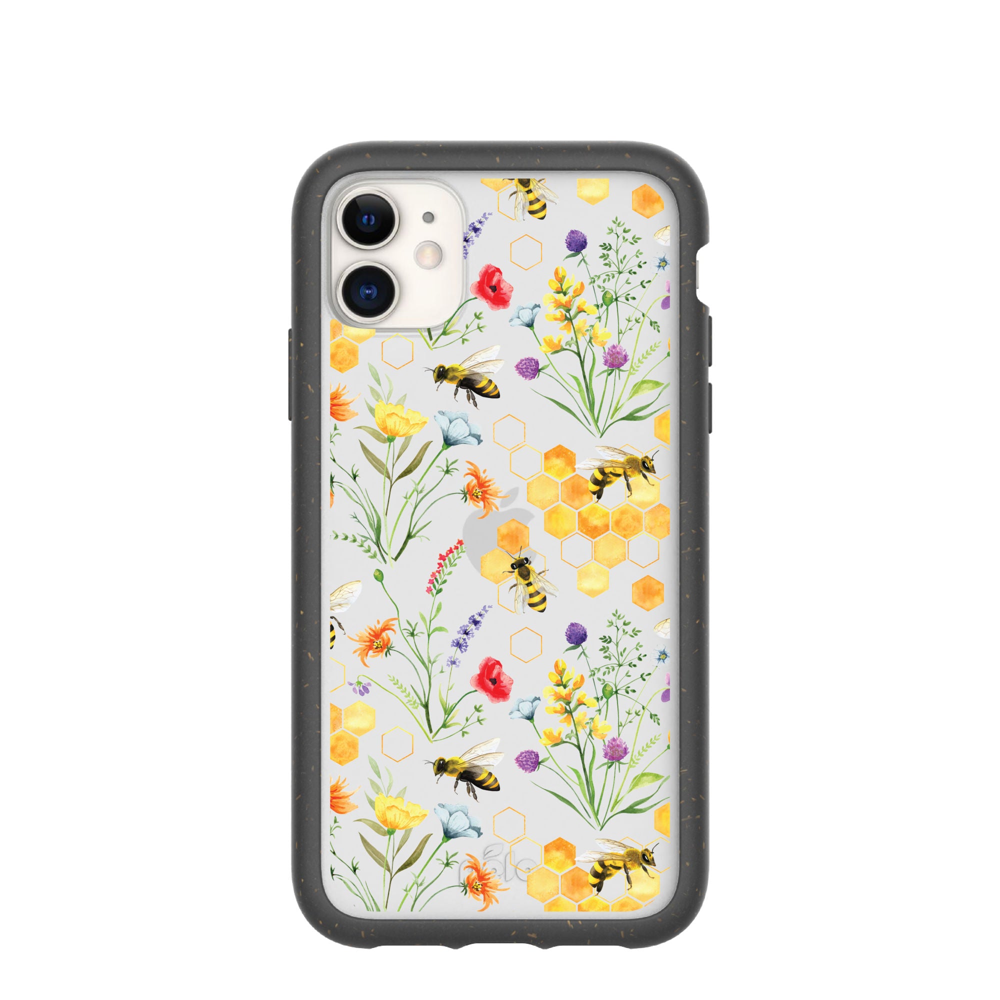 Clear Sweet Bees iPhone 11 Case With Black Ridge Pela Case