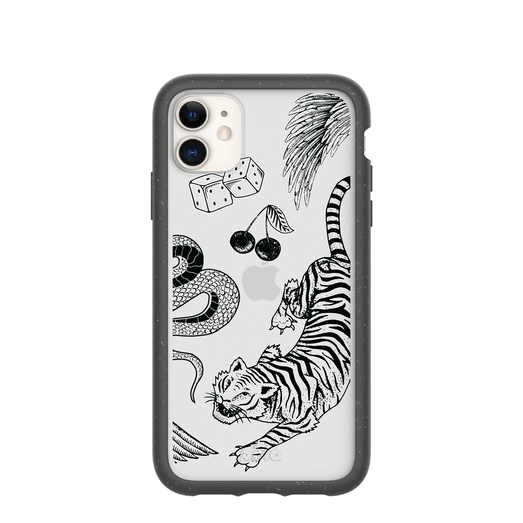 Clear Tiger Luck iPhone 11 Case With Black Ridge Pela Case