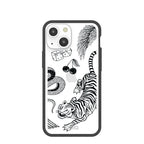 Clear Tiger Luck iPhone 13 Mini Case With Black Ridge