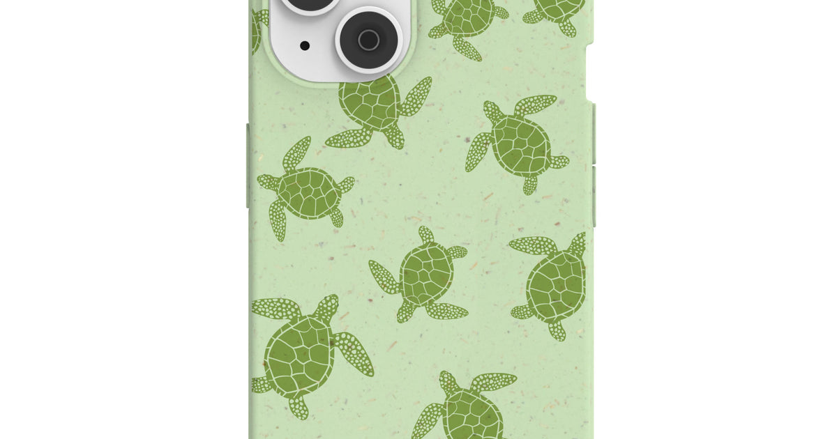 Sage Green Tiny Turtles iPhone 14 Case – Pela Case