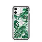 Clear Tropical Leaves iPhone 12 Mini Case With Black Ridge