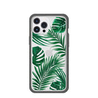 Clear Tropical Leaves iPhone 12 Pro Max Case With Black Ridge