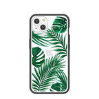Clear Tropical Leaves iPhone 13 Case With Black Ridge