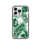 Clear Tropical Leaves iPhone 13 Pro Case With Black Ridge