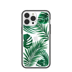 Clear Tropical Leaves iPhone 13 Pro Max Case With Black Ridge