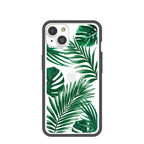 Clear Tropical Leaves iPhone 14 Case With Black Ridge