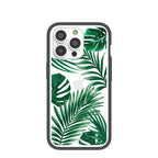 Clear Tropical Leaves iPhone 14 Pro Case With Black Ridge