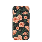 Black Vintage roses iPhone X Case