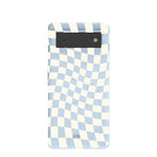 Powder Blue Warped Checkers Google Pixel 6 Case