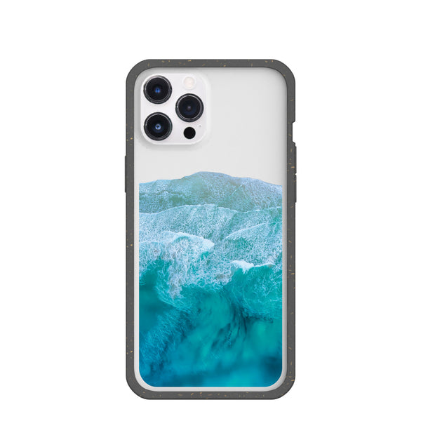 Clear Waves iPhone 12 Pro Max Case With Black Ridge – Pela Case