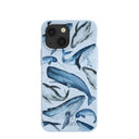Coque Baleines Bleu Poudre pour iPhone 13 Mini